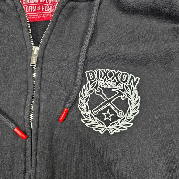 Dixxon Hoodie Mens L Black Full Zip Heavyweight Fleece Faded - Picture 3 of 10